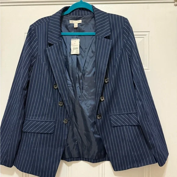 Cato Blue Tailored Blazer with Pinstripe Design - Picture 6 of 7